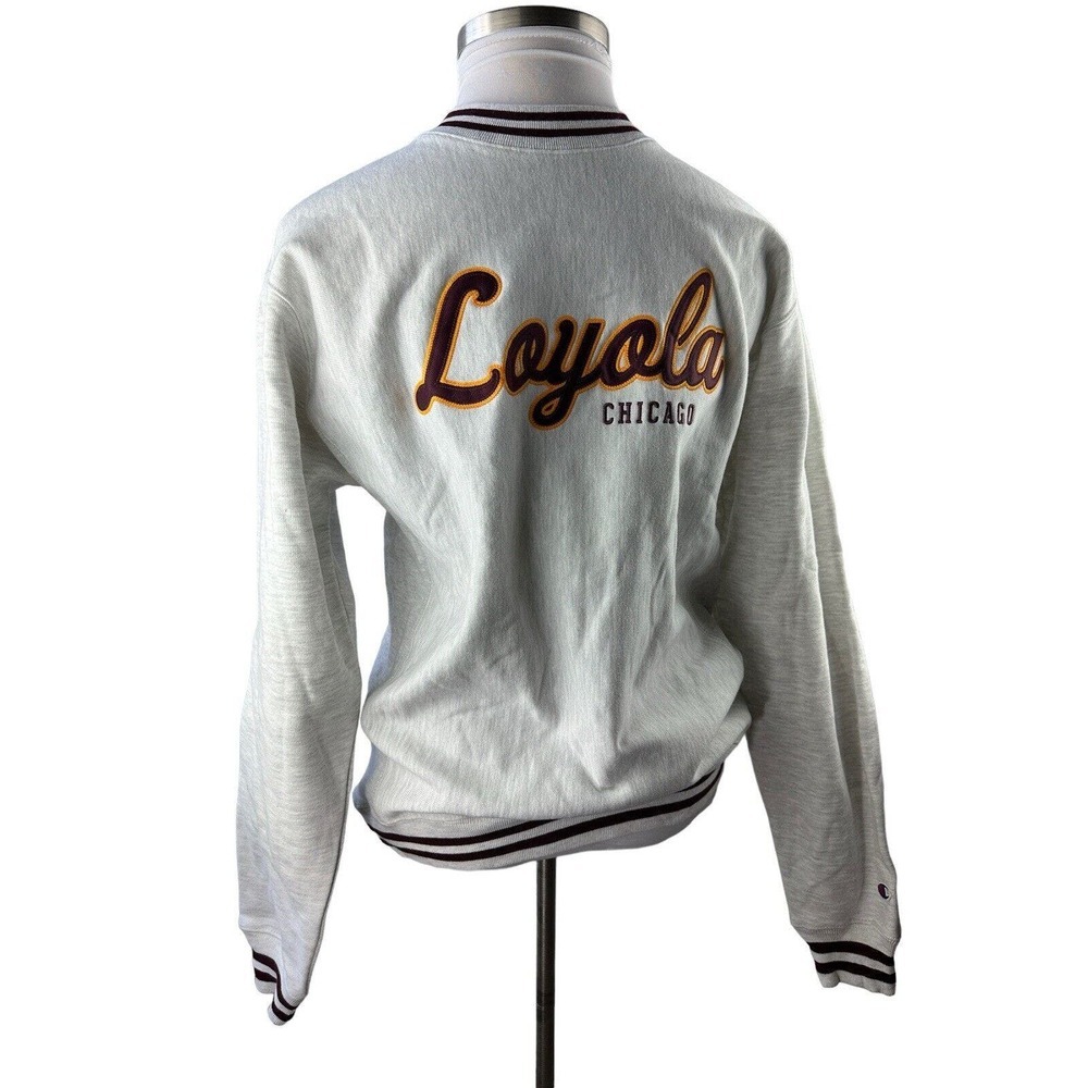 NWT Champion Reverse Weave Crew Loyola University Sweatshirt Gray Size Medium - Picture 4 of 9